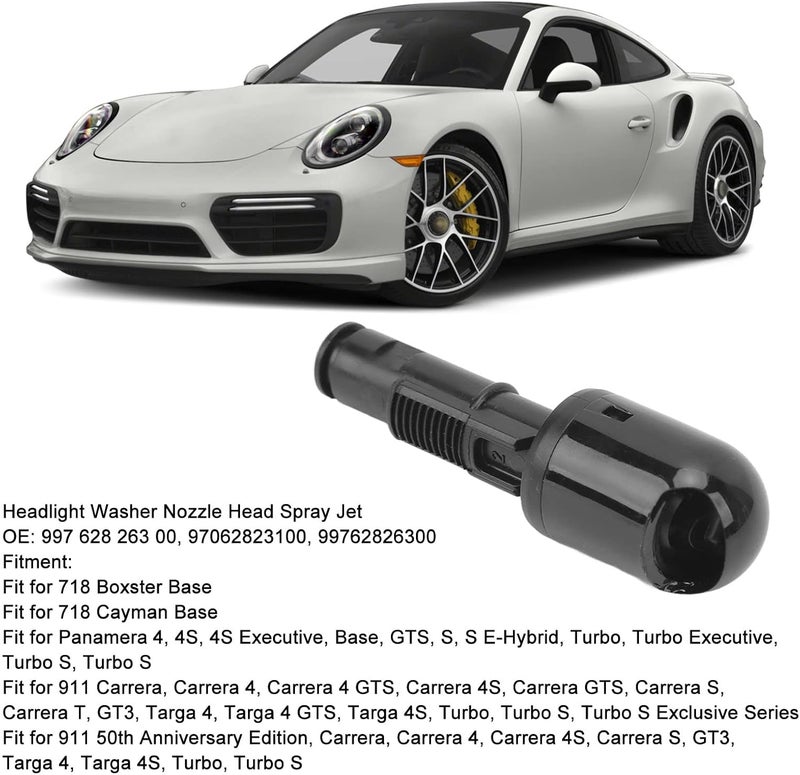 Ymiko 99762826300 Headlight Washer Nozzle Head Spray Jet Replacement for 718 Cayman 911 Carrera Headlight Washer Nozzle Jet Sprayer (Black) - Image 3
